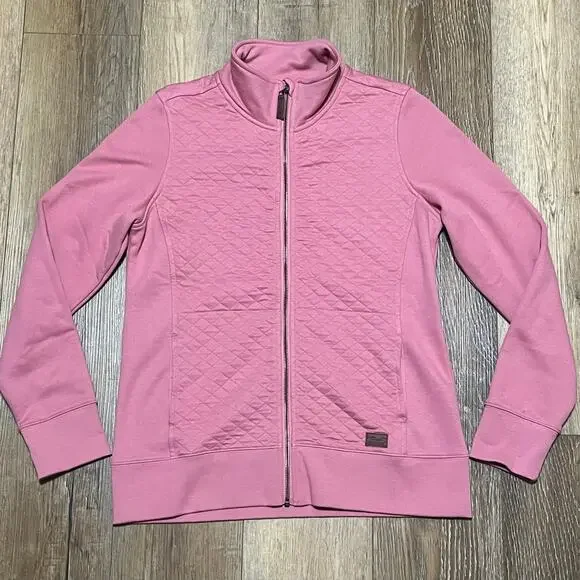 LL Bean Quilted Full Zip Jacket Womens S Pink Casual Layering Coat 50B104 Hiking - Picture 2 of 8